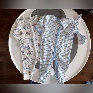 Cozy Coastal & Dinosaur Print Kids Footies - White and Blue